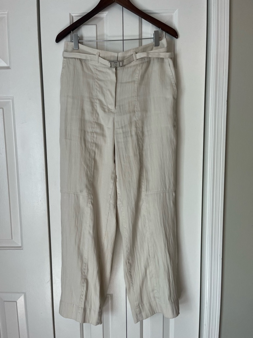 DKNY, Donna Karen Beige Wide-Leg Women’s Trousers with Belt, medium